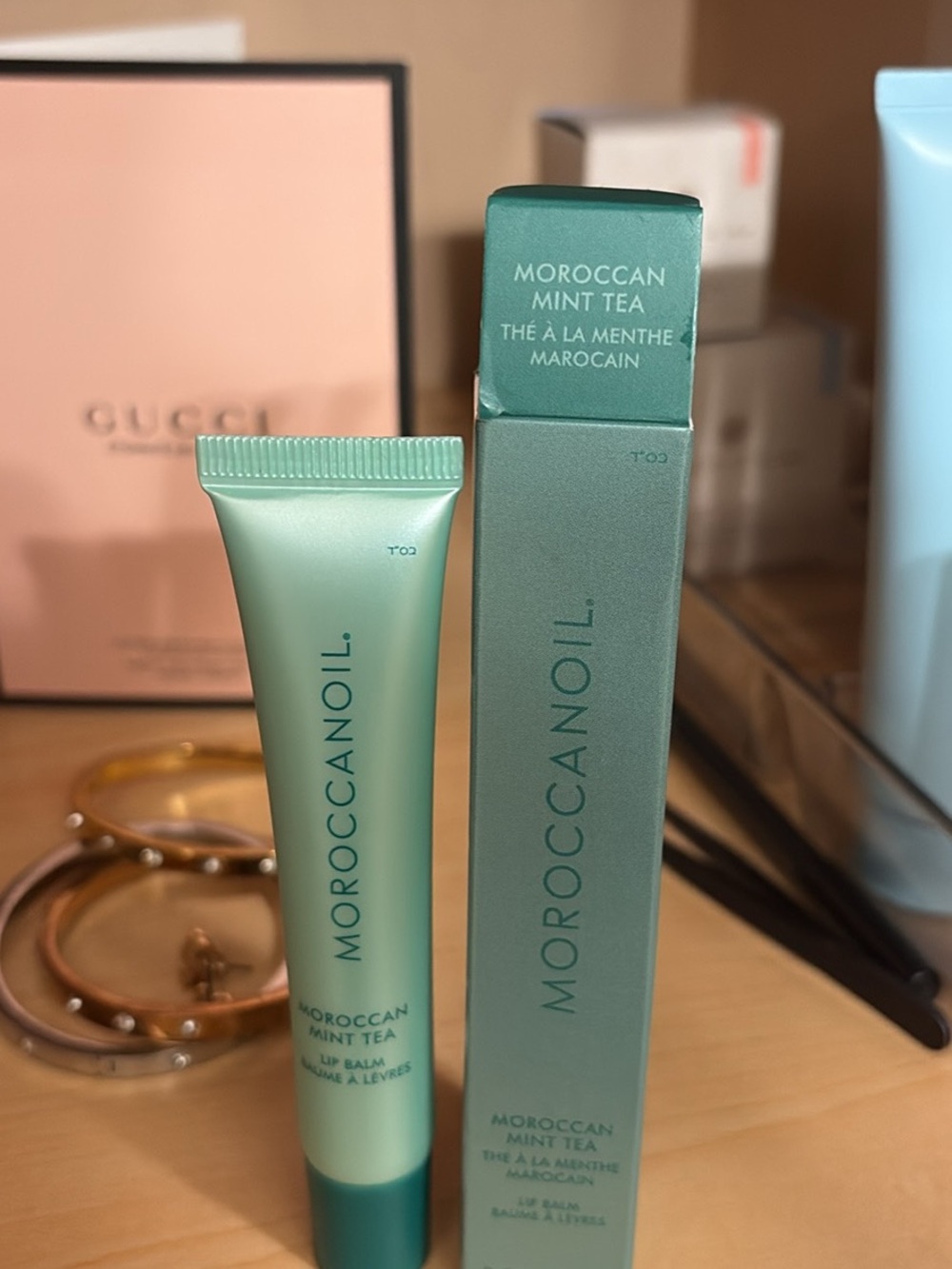 Moroccanoil Moroccan Mint Tea Lip Balm in Mint Green Tube